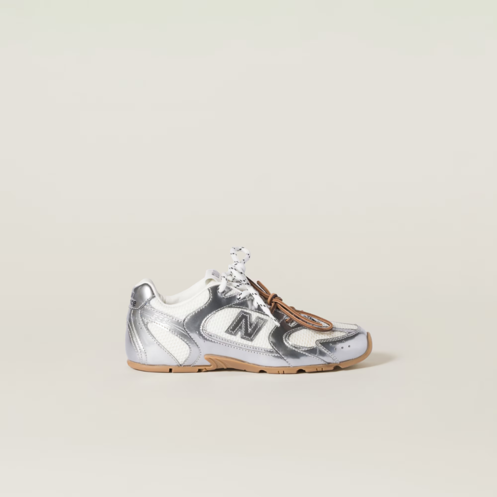 New balance 530 x miumiu metalic silver mesh